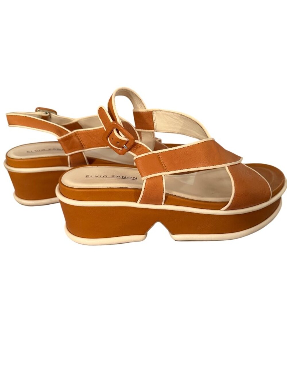Elvio Zanon Womens Tanya Platform Sandals Size EU 40/ US 9 Brown Leather Casual - Picture 10 of 11